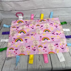 Baby Jack Rainbow Unicorn Lovey Security Blanket Plush Toy Taggie Baby 18x14